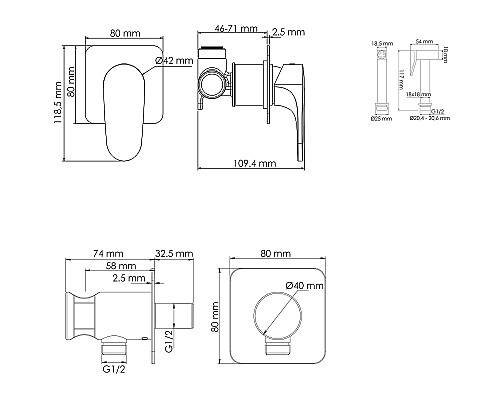 Гигиенический душ со смесителем WasserKRAFT Havel A3651.285.237.213 Золото матовое