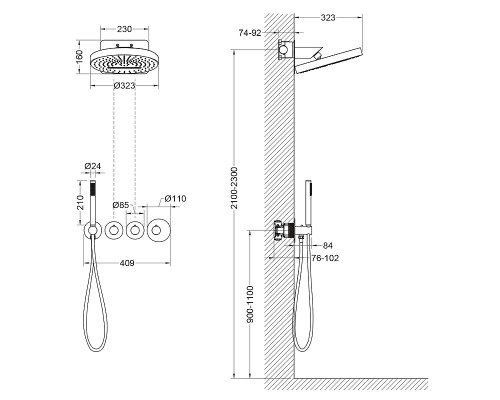 Душевая система Timo Saona SX-2329/18SM с термостатом Черное золото