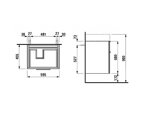 Тумба под раковину Laufen Kartell 60 4.0755.2.033.635.1 подвесная Оранжевая глянцевая
