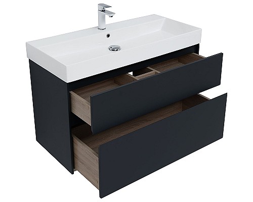 Тумба под раковину Aquanet Бруклин 100 310139 подвесная Антрацит матовый