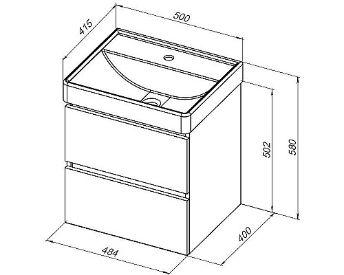 Тумба под раковину Aquanet Вега 50 329594 подвесная Черная