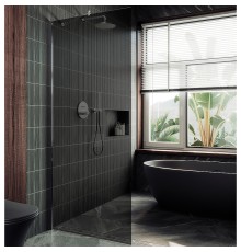Душевая перегородка Maybah Glass 690x1950 в широком профиле Хром матовый стекло графитовое