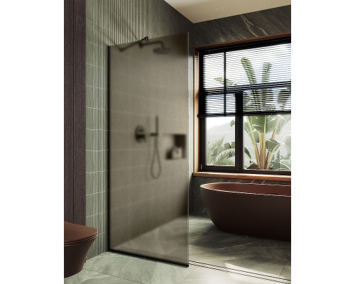 Душевая перегородка Maybah Glass MGD-703-6у 690x1950 в узком профиле Черный стекло бронзовое матовое