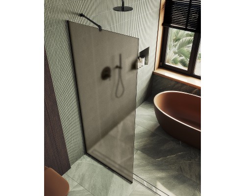 Душевая перегородка Maybah Glass MGD-703-6у 690x1950 в узком профиле Черный стекло бронзовое матовое