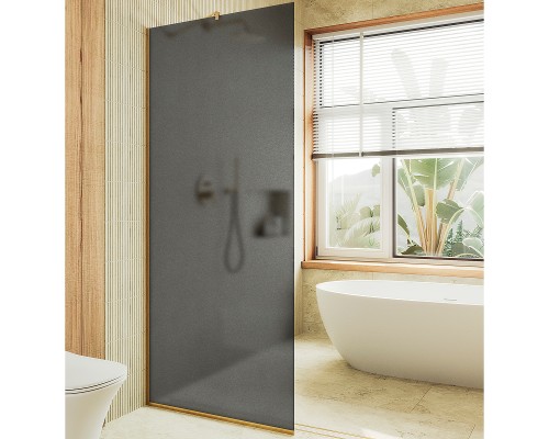 Душевая перегородка Maybah Glass MGD-704-3у 690x1950 в узком профиле Золото стекло графитовое матовое
