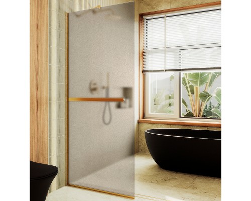 Душевая перегородка Maybah Glass MGD-722-3у 690x1950 в узком профиле Золото стекло бронзовое матовое
