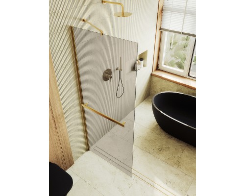 Душевая перегородка Maybah Glass MGD-721-3ш 690x1950 в широком профиле Золото стекло бронзовое