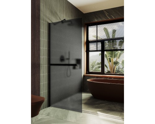 Душевая перегородка Maybah Glass MGD-724-6ш 690x1950 в широком профиле Черный стекло графитовое матовое