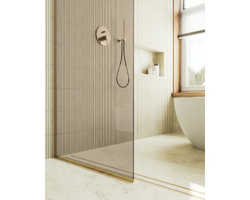 Душевая перегородка Maybah Glass 1090x1950 в узком профиле Золото стекло бронзовое