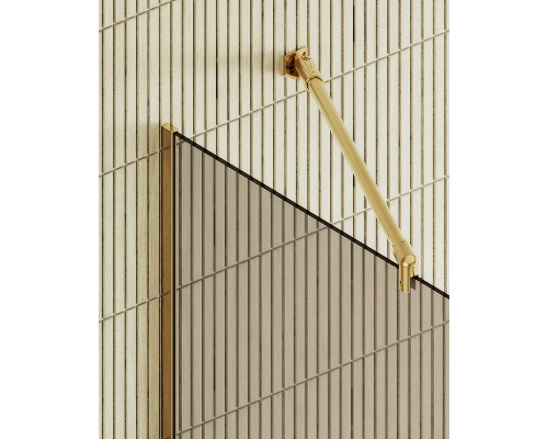 Душевая перегородка Maybah Glass 1090x1950 в узком профиле Золото стекло бронзовое