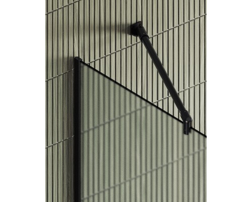 Душевая перегородка Maybah Glass 1090x1950 в узком профиле Черный стекло сатиновое