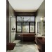 Душевая перегородка Maybah Glass 1090x1950 в узком профиле Черный стекло прозрачное
