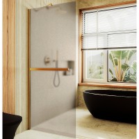 Душевая перегородка Maybah Glass 1090x1950 в широком профиле Золото стекло бронзовое матовое