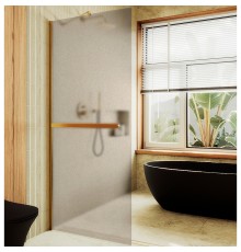 Душевая перегородка Maybah Glass 1090x1950 в широком профиле Золото стекло бронзовое матовое