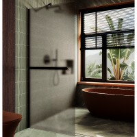 Душевая перегородка Maybah Glass 1090x1950 в широком профиле Черный стекло бронзовое матовое