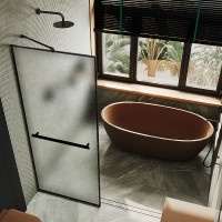 Душевая перегородка Maybah Glass MGD-863-6 690x1950 полностью в профиле Черный стекло сатиновое