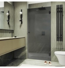 Душевая дверь Maybah Glass 705x1950 на петлях Черный стекло графитовое матовое