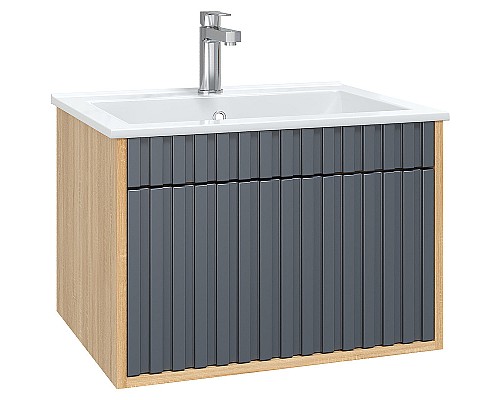 Тумба под раковину Onika Дайлер 60 106151 подвесная Графит Дуб сонома