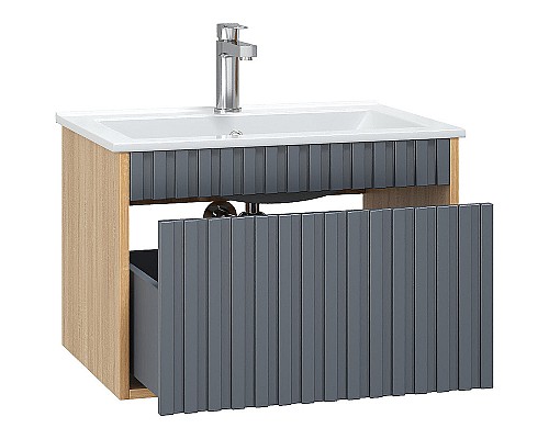 Тумба под раковину Onika Дайлер 60 106151 подвесная Графит Дуб сонома