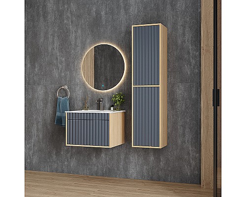 Тумба под раковину Onika Дайлер 60 106151 подвесная Графит Дуб сонома