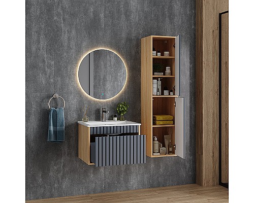 Тумба под раковину Onika Дайлер 60 106151 подвесная Графит Дуб сонома