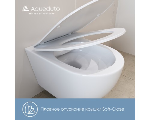 Комплект унитаза с инсталляцией Aqueduto Ovo AQDS022 с сиденьем Микролифт и Белой глянцевой клавишей смыва