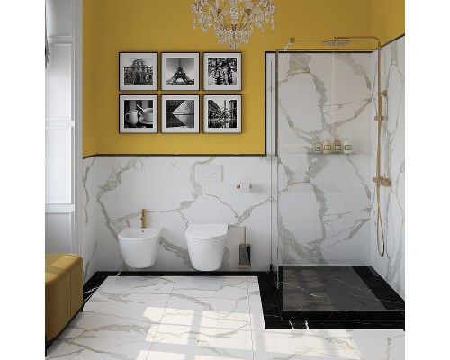 Комплект унитаза с инсталляцией Aqueduto Ovo AQDS022 с сиденьем Микролифт и Белой глянцевой клавишей смыва