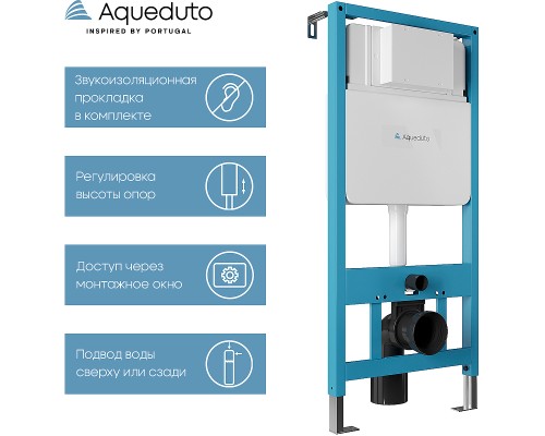 Комплект унитаза с инсталляцией Aqueduto Ovo AQDS024 с сиденьем Микролифт и клавишей смыва Хром