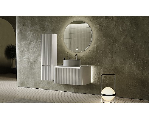 Зеркало Jorno Solo 77 Solo.02.77/W/RL с подсветкой с сенсорным выключателем и часами