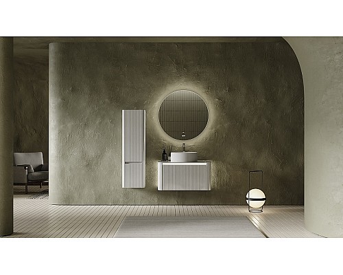 Зеркало Jorno Solo 77 Solo.02.77/W/RL с подсветкой с сенсорным выключателем и часами