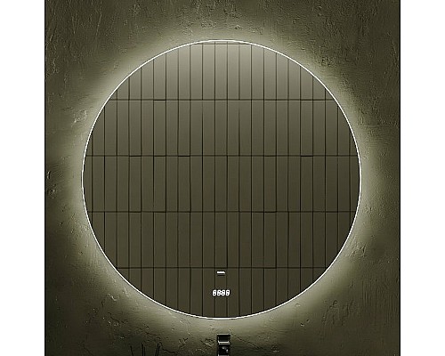 Зеркало Jorno Solo 77 Solo.02.77/W/RL с подсветкой с сенсорным выключателем и часами