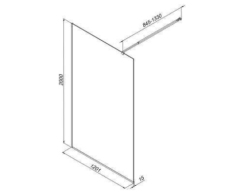 Душевая перегородка AM.PM Func 120 W84WI-120-F1-BTE профиль Черный стекло прозрачное