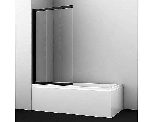 Шторка на ванну WasserKRAFT Dill 80 61S02-80WS профиль Черный стекло прозрачное