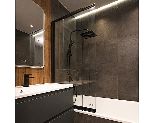 Шторка на ванну WasserKRAFT Dill 80 61S02-80WS профиль Черный стекло прозрачное