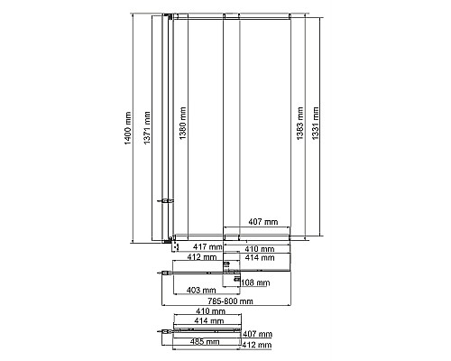 Шторка на ванну WasserKRAFT Dill 80 61S02-80WS профиль Черный стекло прозрачное