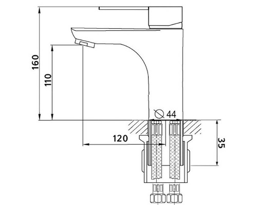 Смеситель для раковины Aringa Рейн AR02007CH Хром