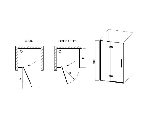 Душевая дверь Ravak Cool COSD2-120 X0VVGC300Z1 профиль Черный стекло Transparent