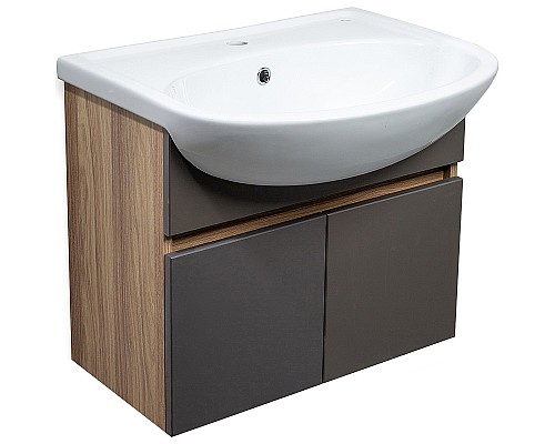 Тумба под раковину Runo Лада 60 00-00001369 подвесная Крафтовый дуб Графит