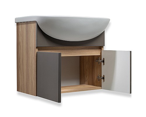 Тумба под раковину Runo Лада 60 00-00001369 подвесная Крафтовый дуб Графит