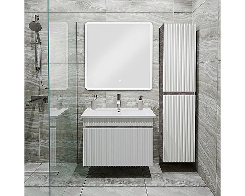 Тумба под раковину Runo Модена 75 00-00001426 подвесная Железный камень Белая