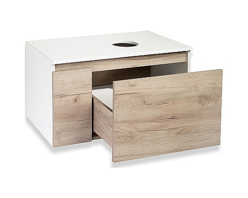 Тумба под раковину Runo Бари 80 00-00001375 подвесная Крафт дуб Белая