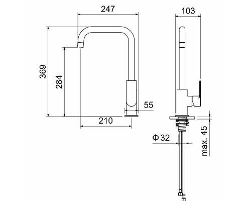 Смеситель для кухни Aquatek Лира AQ1480MB Черный матовый