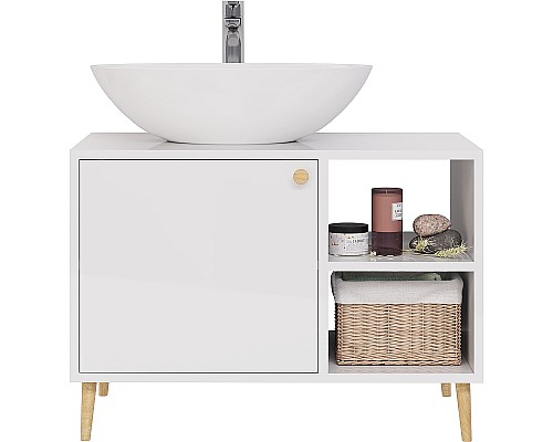 Тумба под раковину Dreja Luno 80 99.2002 Белый глянец