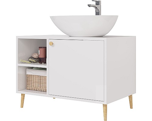 Тумба под раковину Dreja Luno 80 99.2002 Белый глянец