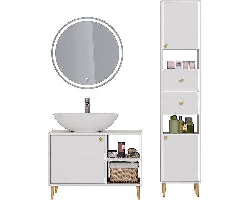 Тумба под раковину Dreja Luno 80 99.2002 Белый глянец