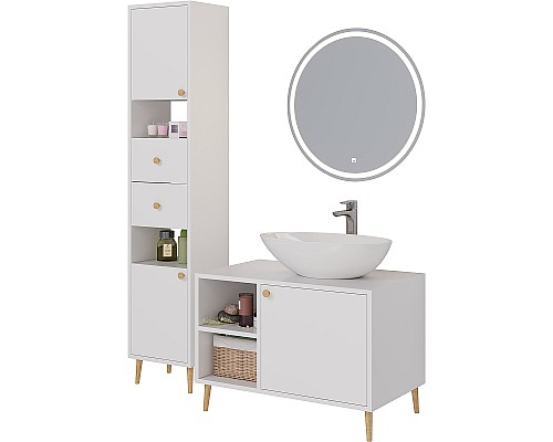 Тумба под раковину Dreja Luno 80 99.2002 Белый глянец