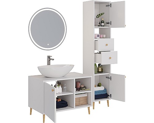 Тумба под раковину Dreja Luno 80 99.2002 Белый глянец