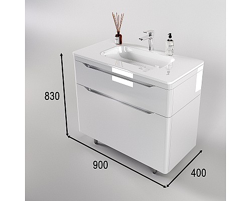 Тумба под раковину Style Line Марелла 90 Люкс Plus СС-00002417 Белый глянец антискрейтч