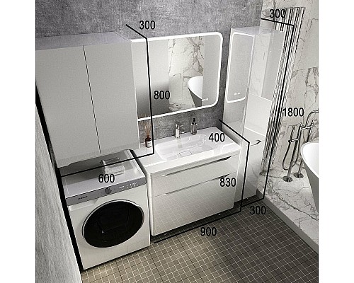 Тумба под раковину Style Line Марелла 90 Люкс Plus СС-00002417 Белый глянец антискрейтч