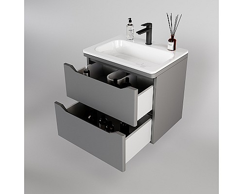 Тумба под раковину Style Line Марелла 70 Люкс Plus СС-00002409 подвесная Серый матовый антискрейтч
